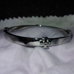 Silver Tory Burch iconic bangle bracelet